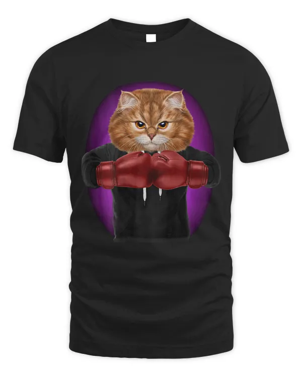 Orange Cat as Boxing Champion in Boxer Gloves