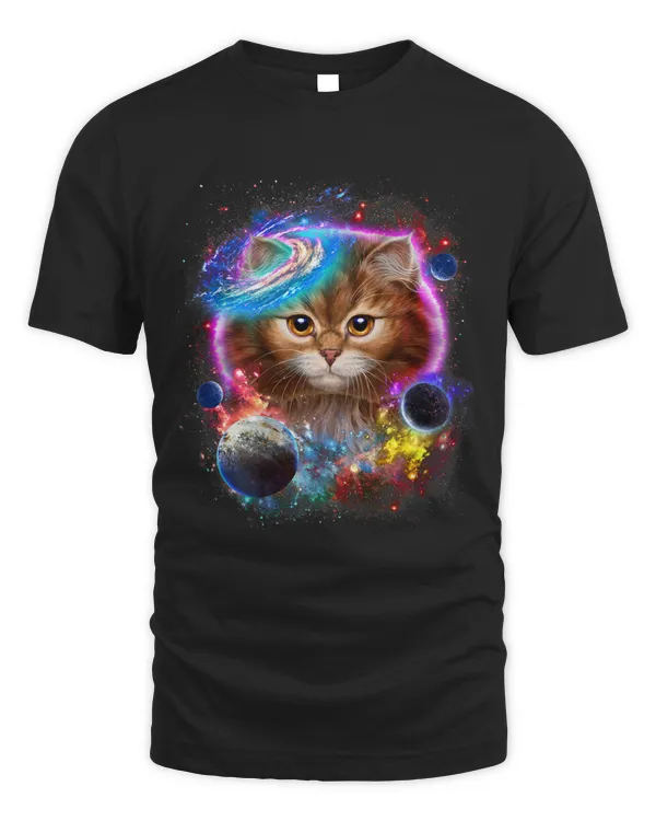 Orange Cat Face Swirl in Planetary Galaxy Space and Cosmos
