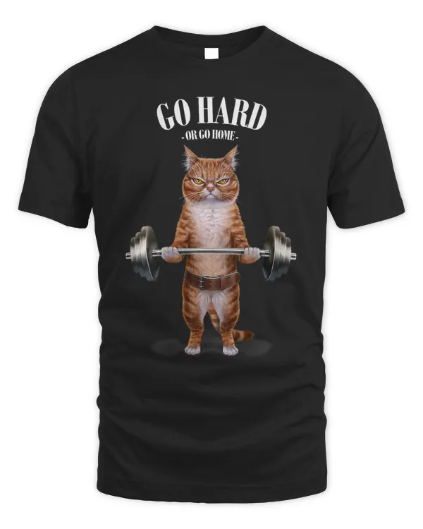 Orange Cat Weightlifting in Fitness Gym