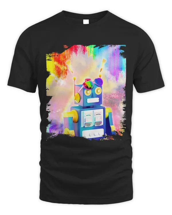 Rainbow robot wearing glasses heart love