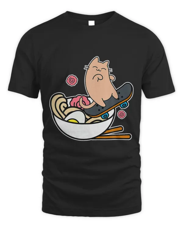 Ramen Bowl Skater Cat Skateboarding Bowl Cool Cartoon