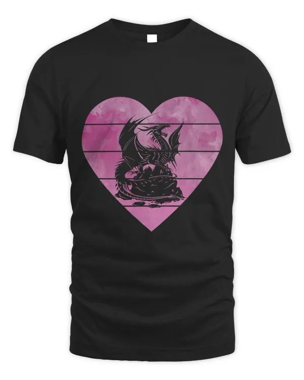 Dragon Pink Color Heart Fantasy Dragon Lover Art Graphic