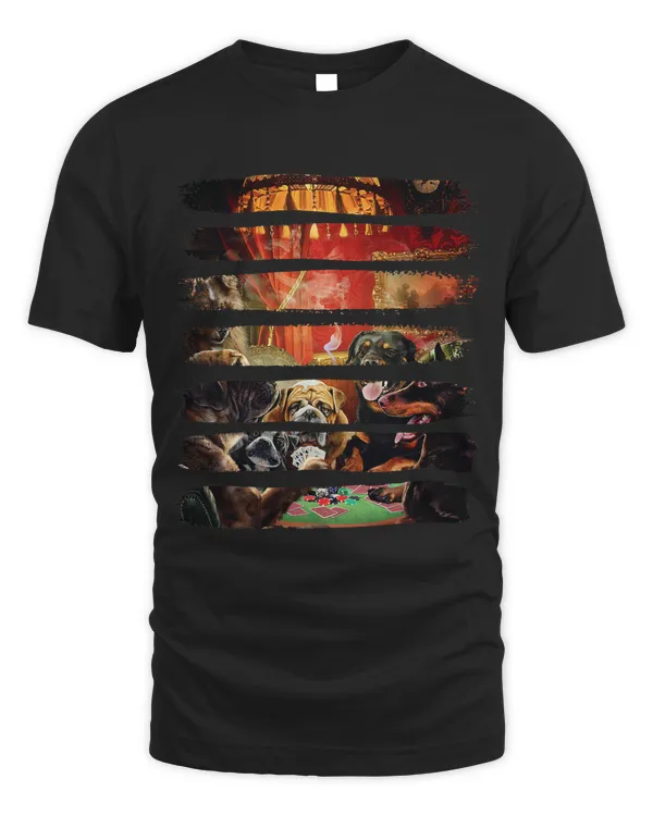 T Shirt Dog Gambling Scene Playing Poker