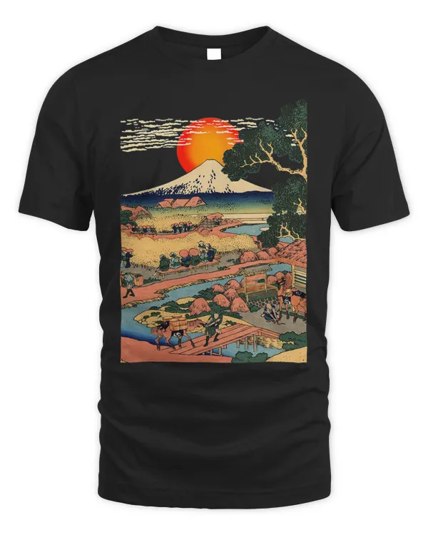T Shirt Edo Japan Scenery Sunset at Mount Fuji Ukiyo