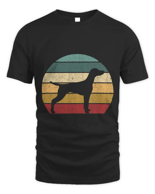 Vintage Vizsla Dog Silhouette Retro Sunset