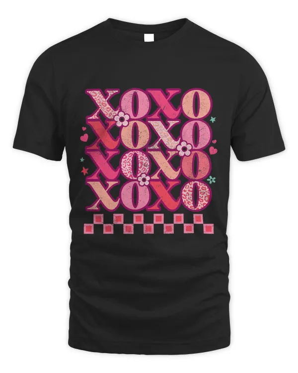 Hugs and Kisses Happy Valentines Day XOXO Retro Leopard