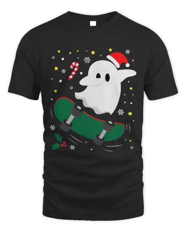 Funny Christmas Dabbing Ghost Santa Claus Skateboarding3 6