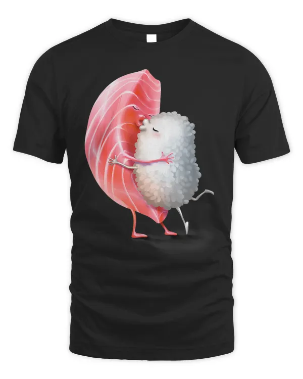 Romantic Japanese Tuna Sushi Hug and Kiss on Valentine Day
