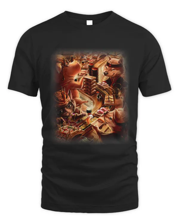 T Shirt Japan Kaiten Sushi Shiba Inu Dog Siamese Cat Pig