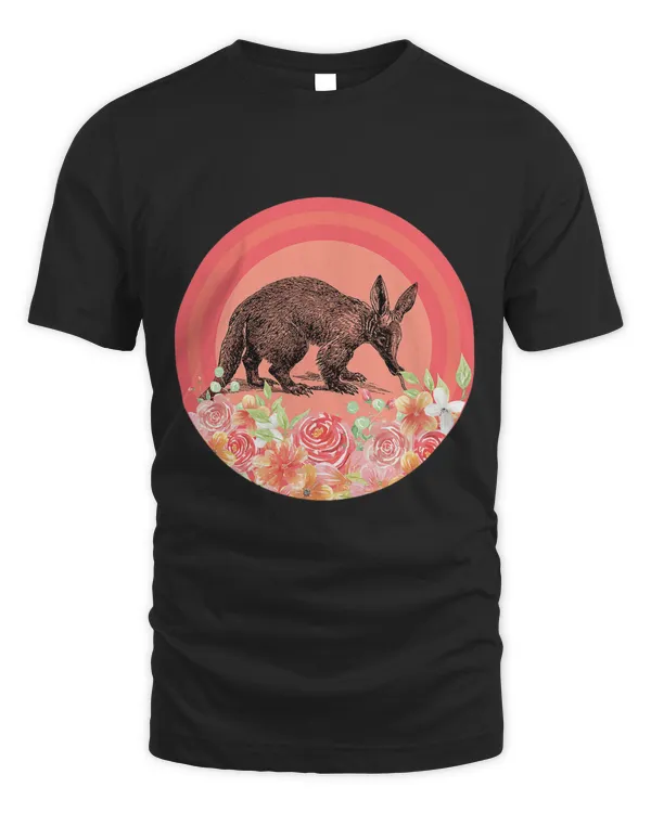 Anteater Zoo Animal Flowers Floral 70s Vintage Retro Pink