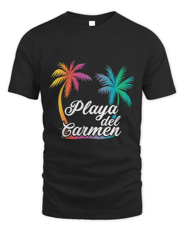 Playa del Carmen Sunny Beach Summer Vacation with Palm Trees