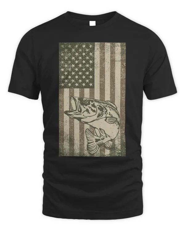 Vintage Outdoor Big Bass Fish Camouflage USA Fisherman Flag