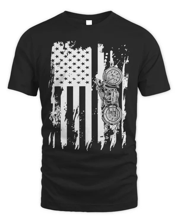 Vintage Retro Motorcycle Detailed With American Flag