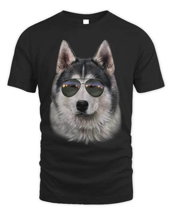 T Shirt Swag Siberian Husky in Aviator Sunglass Cool Dog
