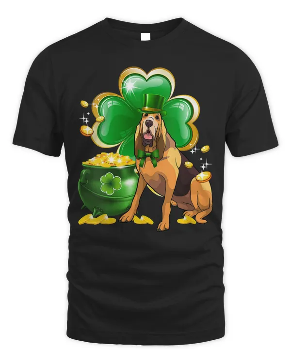 Womens Bloodhound Dog Shamrock St Patricks Day Dog Irish Gift V-Neck T-Shirt