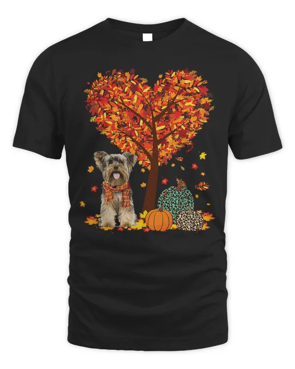 Yorkies Leaf Fall Yorkshire Terrier Dog Lover Thanksgiving T-Shirt