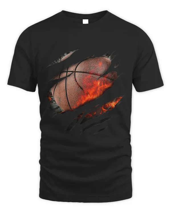 Basketball in Flames Fire Bball Player Hoops Baller