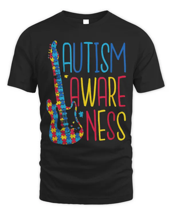 Autism Awareness Day Guitar Puzzle Pieces