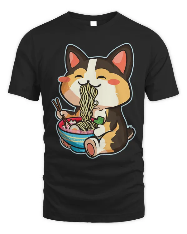 Cute Dog Corgi Eating Ramen Otaku Manga Kawaii Corgi Anime