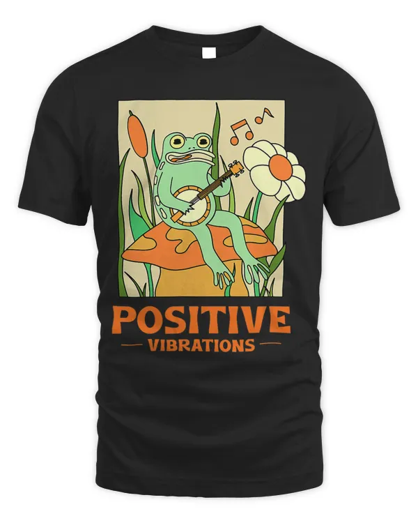 Cute Good Vibes Frog on Banjo Sending Positive Vibrations