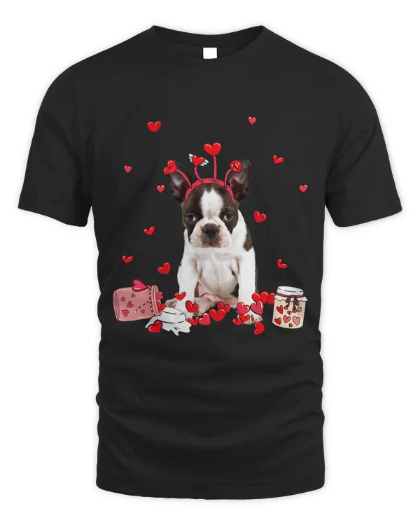 Brindle Boston Terrier With Heart Shape Valentine