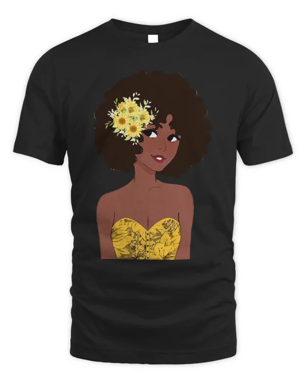 Black Girl Sunflower Natural Hair Black History Month BLM