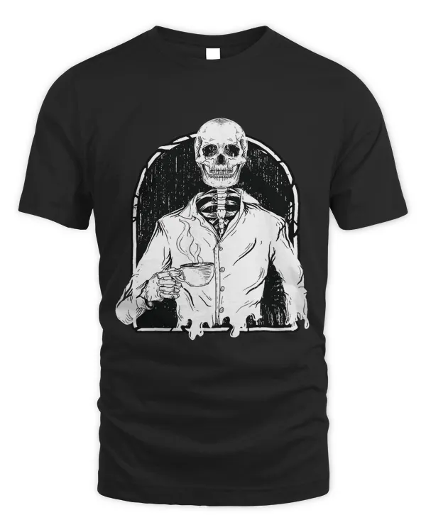 halloween skeleton drinking coffee skull Lover Funny Lazy1