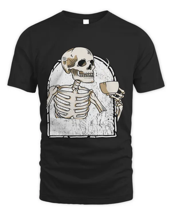 halloween skeleton drinking coffee skull Lover Funny Lazy2