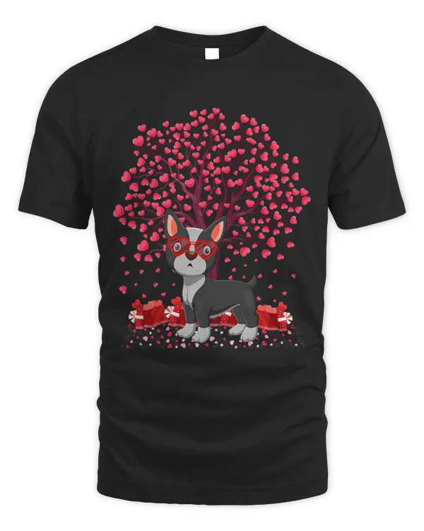 Boston Terrier Dog Lover Heart Tree Boston Terrier Valentine