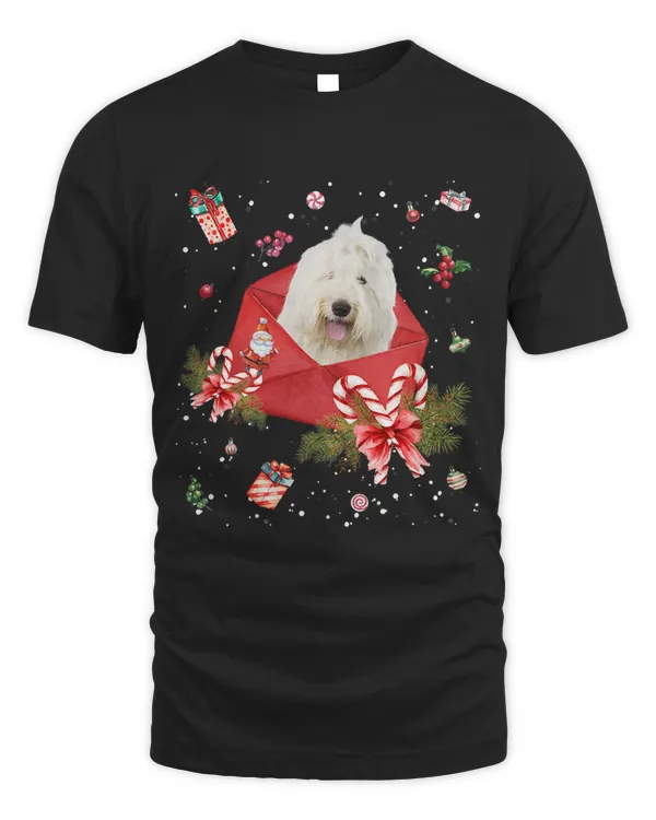Old English Sheepdog In Christmas Card Ornament Pajama Xmas446