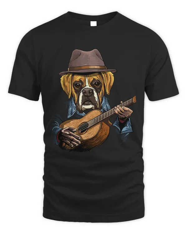 Acoustic Guitar Boxer Guitar Player Dog Guitarist 55