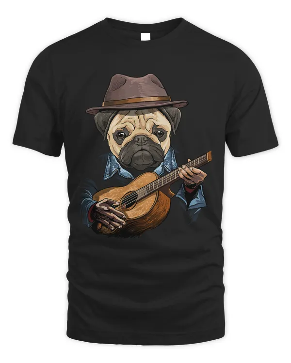 Acoustic Guitar Pug Guitar Player Dog Guitarist 259