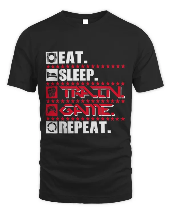 Eat Sleep Train Game Repeat Funny Gaming Gamer Boxer Pun