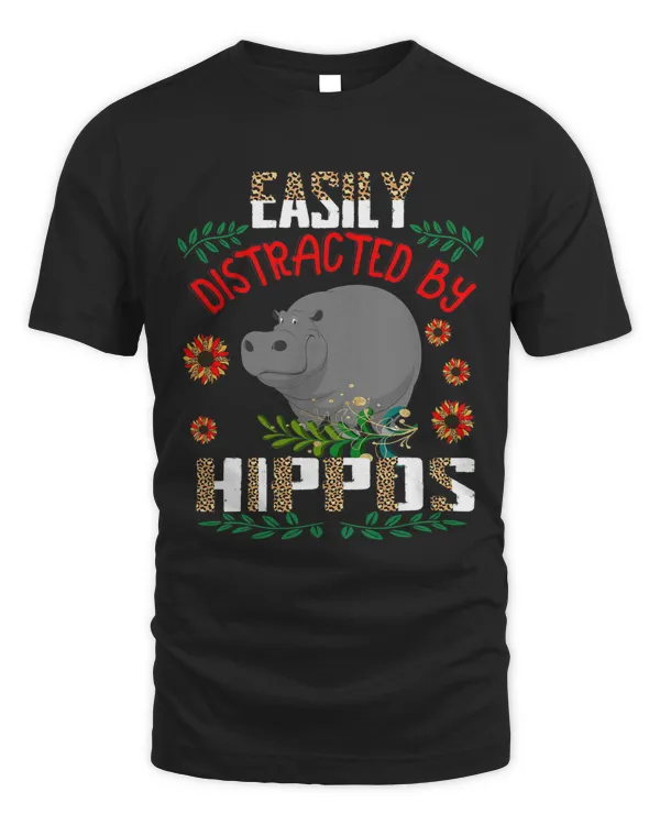Easily Distracted By Hippos Leopard Sunflowers Hippo Lover