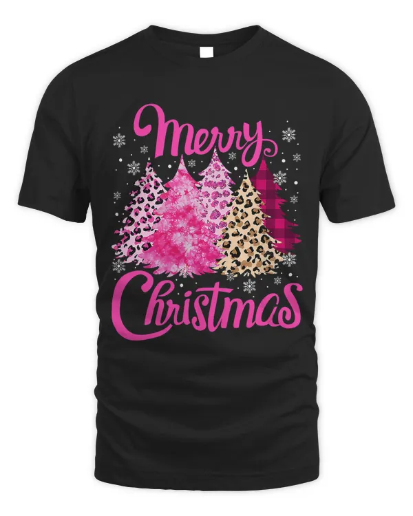 Merry Christmas Tree Pink Funny Xmas Leopard Matching Family223