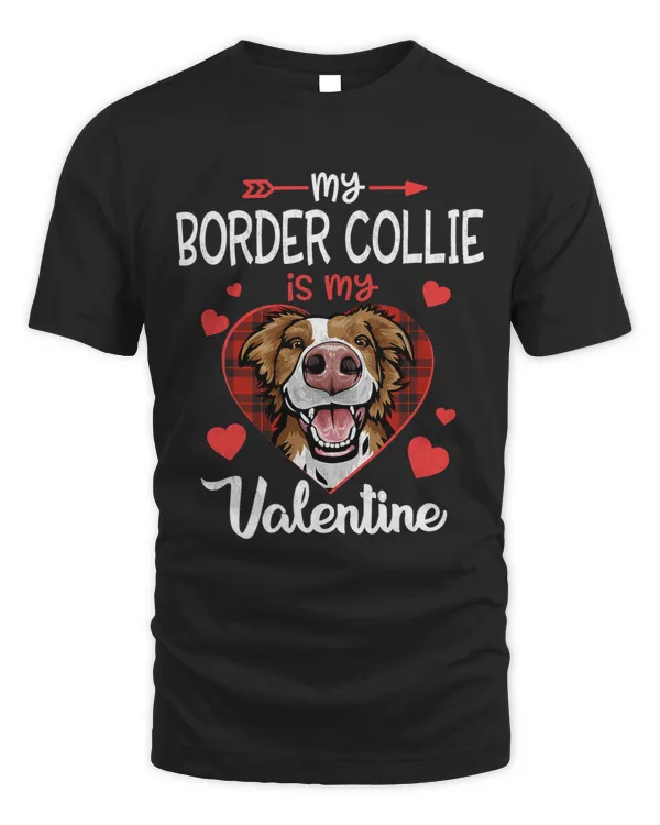 Border Collie Is My Valentine Red Plaid Heart Valentine Day 166