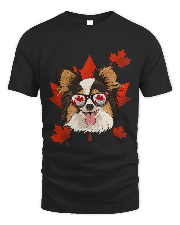 Canadian Papillon Dog Maple Leaf Patriotic Canada Flag 3