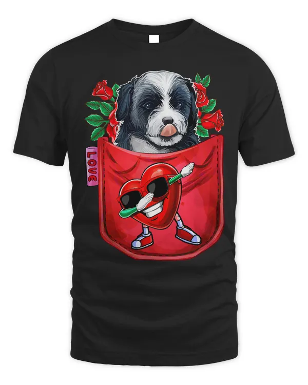 Bernedoodle In Pocket Dabbing Heart Sunglasses Valentine