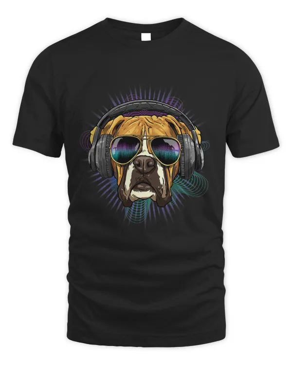 Music Boxer Dj With Headphones Musical Dog Lovers 575