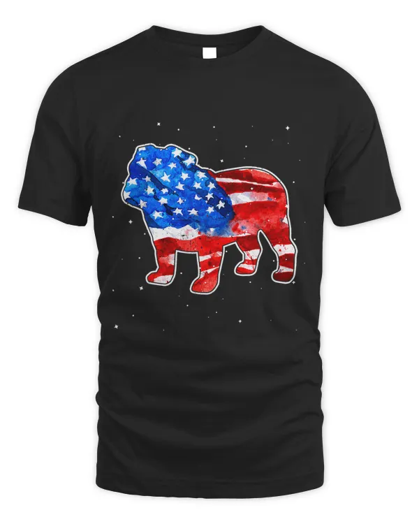 English Bulldog Tie Dye American Flag Patriotic 4th Of July