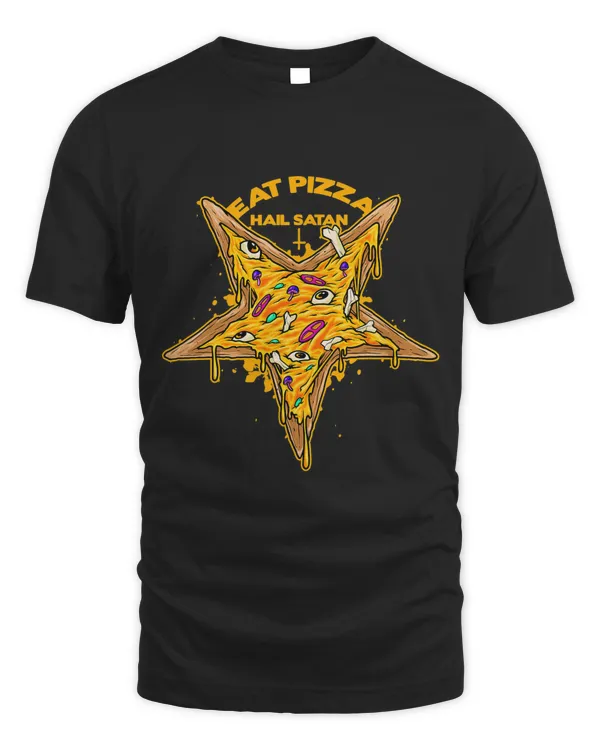 Eat Pizza Hail Satan Pentagram Satanic Foodie Pizza Lover
