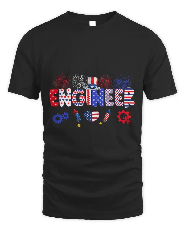 Engineer Proud American Flag Fireworks Happy 4th Of July