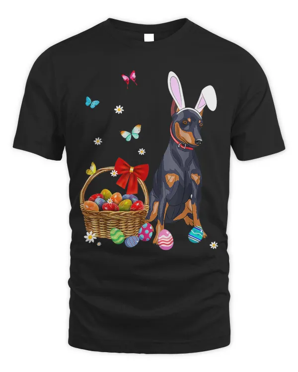 Doberman Pinscher Bunny Ear Rabbit Easter Eggs Easter