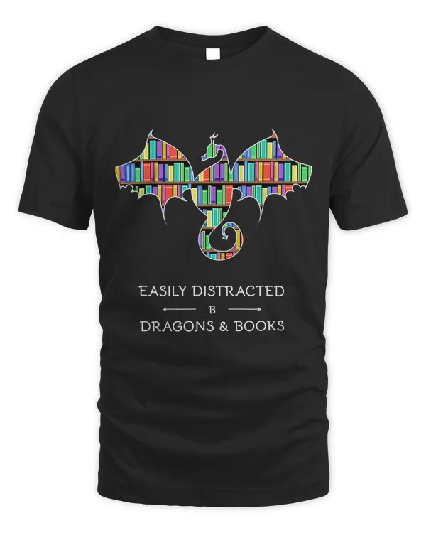 Easily Distracted By Dragons And Books Funny Nerds