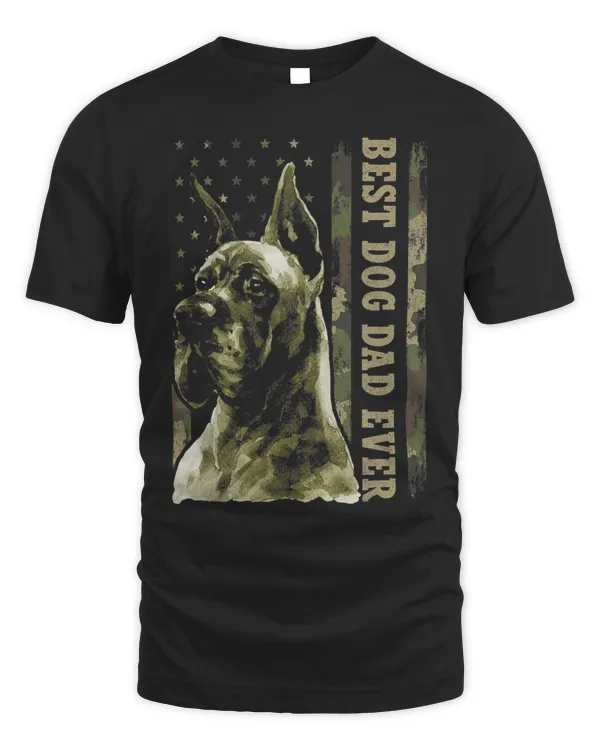 Best Great Dane Dad Ever Shirt, Camo American Flag Dog Dad T-Shirt