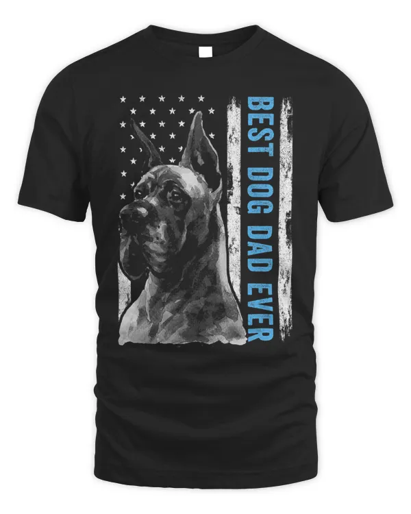 Best Great Dane Dad Ever Shirt, Retro American Flag Dog Dad T-Shirt