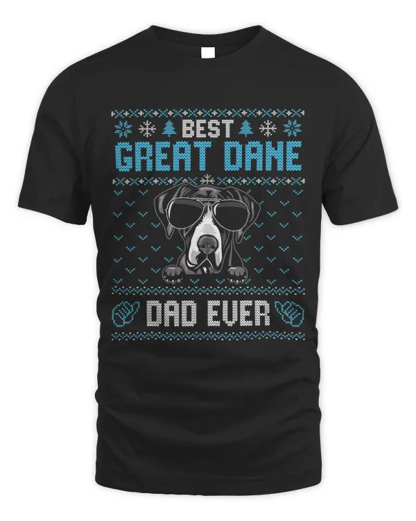 Best Great Dane Dad Ever Ugly Christmas for Dog Dad T-Shirt