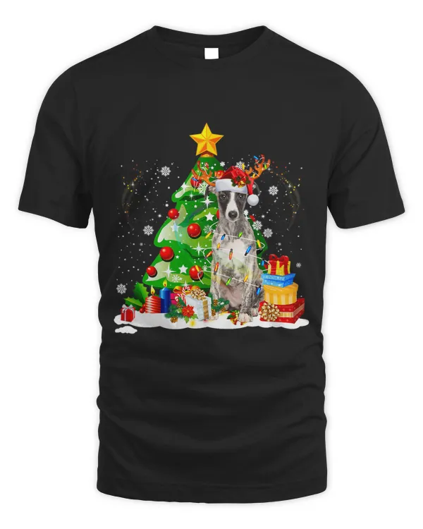 Greyhound Reindeer Christmas Lights Funny Dog Xmas T-Shirt