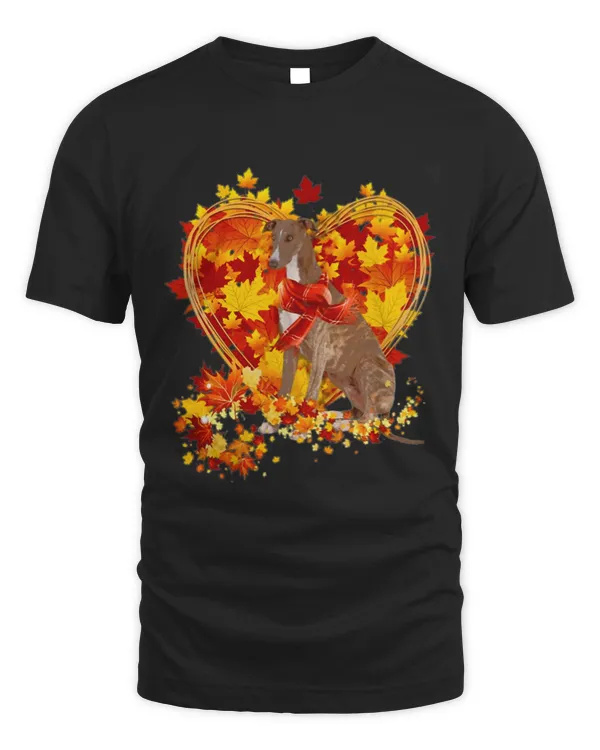 Autumn Leaf Heart Greyhound Scarf Fall Lover T-Shirt Copy