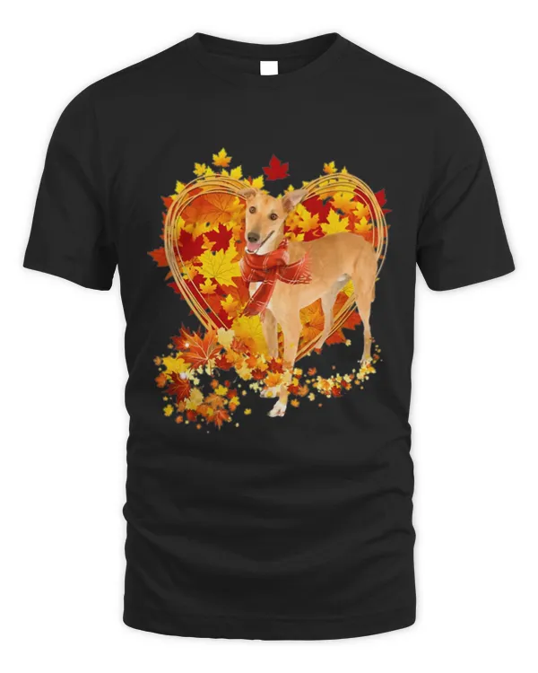 Autumn Leaf Heart Greyhound Scarf Fall Lover T-Shirt